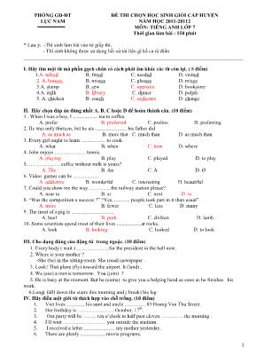Bộ đề thi học sinh giỏi môn Tiếng Anh Lớp 7 (Có đáp án)